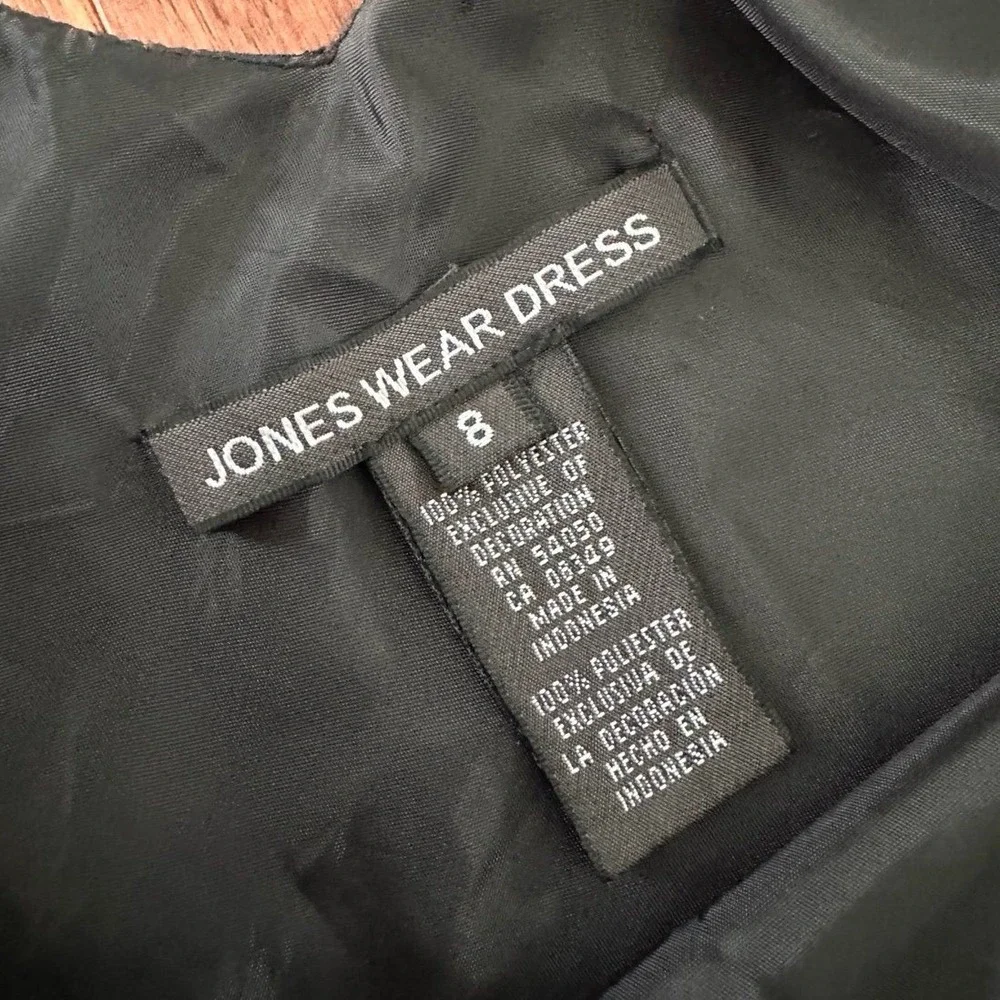 Jones Wear‎ Dress Black Flowey Cowl Neck Feminine Silver Brooch Cocktail Dress
